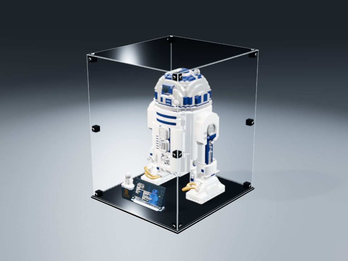 LEGO® Star Wars: R2-D2 (75308) ile Uyumlu Sergileme Vitrini — stüdyoda, set içindeyken; set modeli Marc Giraudet [Mad_Marc] (LDraw forumu, OMR gönderimi, CC BY 2.0), temsili görselleştirme, set dahil değildir