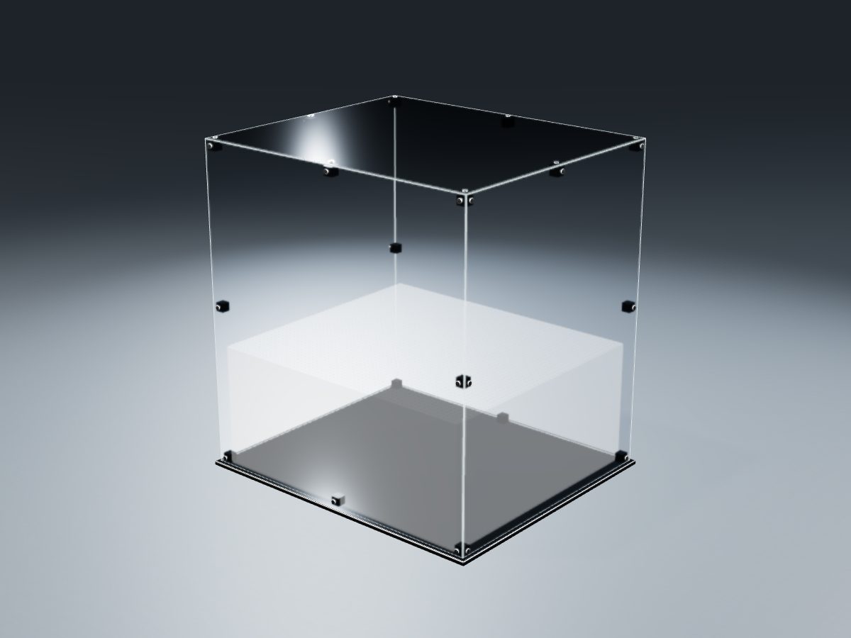 LEGO® Star Wars: Jango Fett's Firespray-Class Starship (75409) ile Uyumlu Sergileme Vitrini — stüdyoda, setin LEGO'nun yayımladığı ölçüsünde temsili hacimle; setin biçimi çizilmez, set dahil değildir
