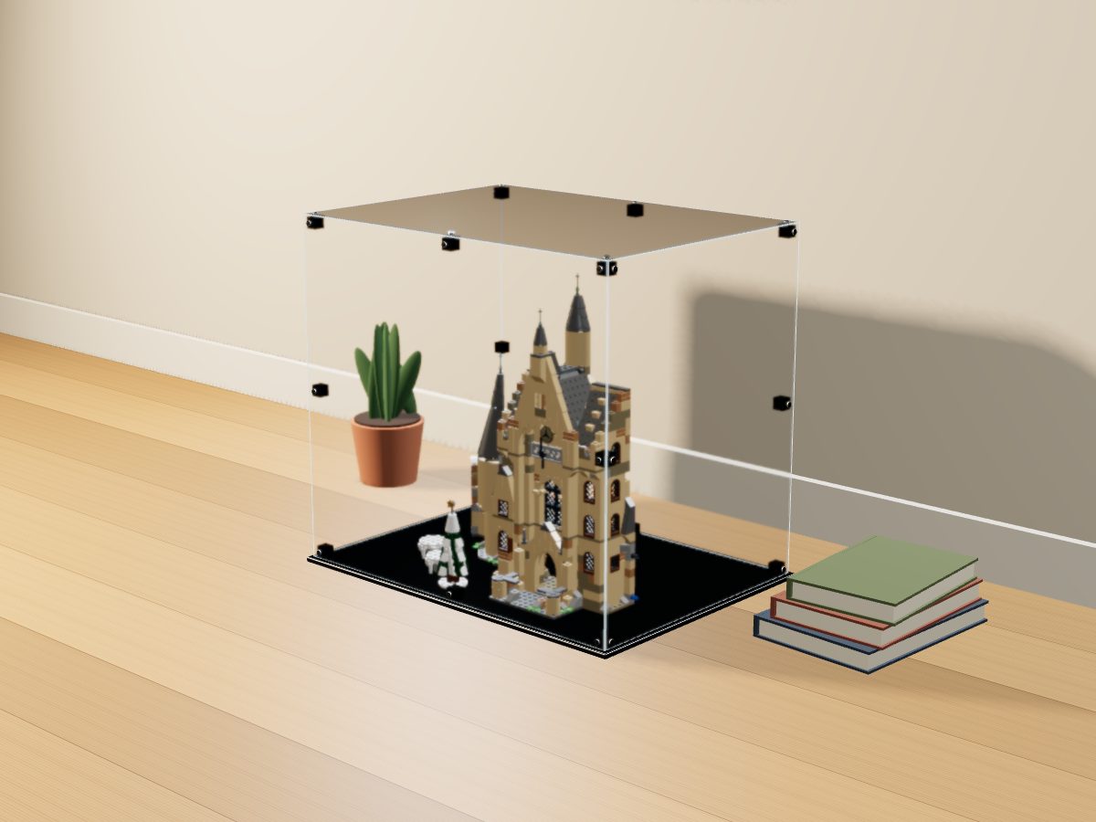 LEGO® Harry Potter: Hogwarts Clock Tower (75948) ile Uyumlu Sergileme Vitrini — evde, set içindeyken; set modeli Stefan Frenz (LDraw OMR, CC BY 2.0), temsili görselleştirme, set dahil değildir
