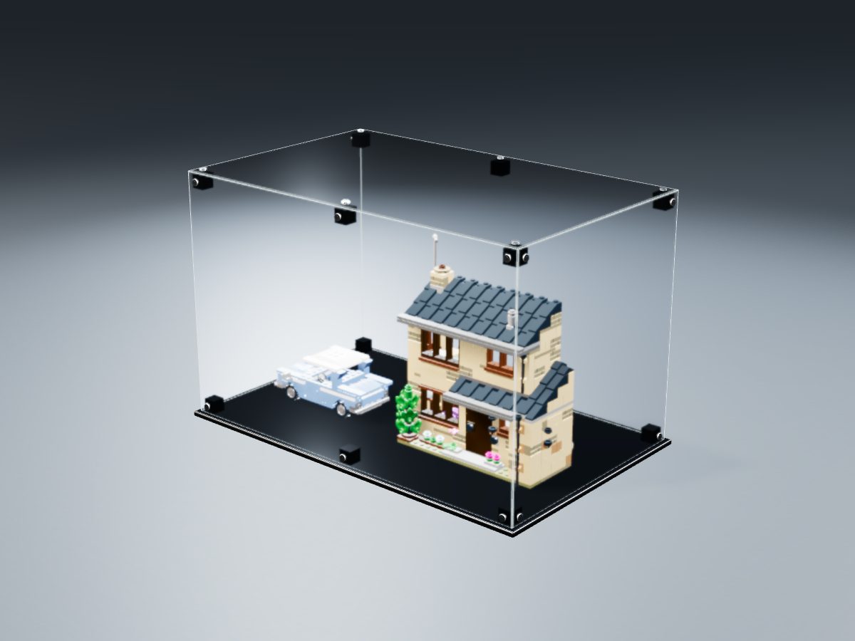 LEGO® Harry Potter: 4 Privet Drive (75968) ile Uyumlu Sergileme Vitrini — stüdyoda, set içindeyken; set modeli Stefan Frenz (LDraw OMR, CC BY 2.0), temsili görselleştirme, set dahil değildir