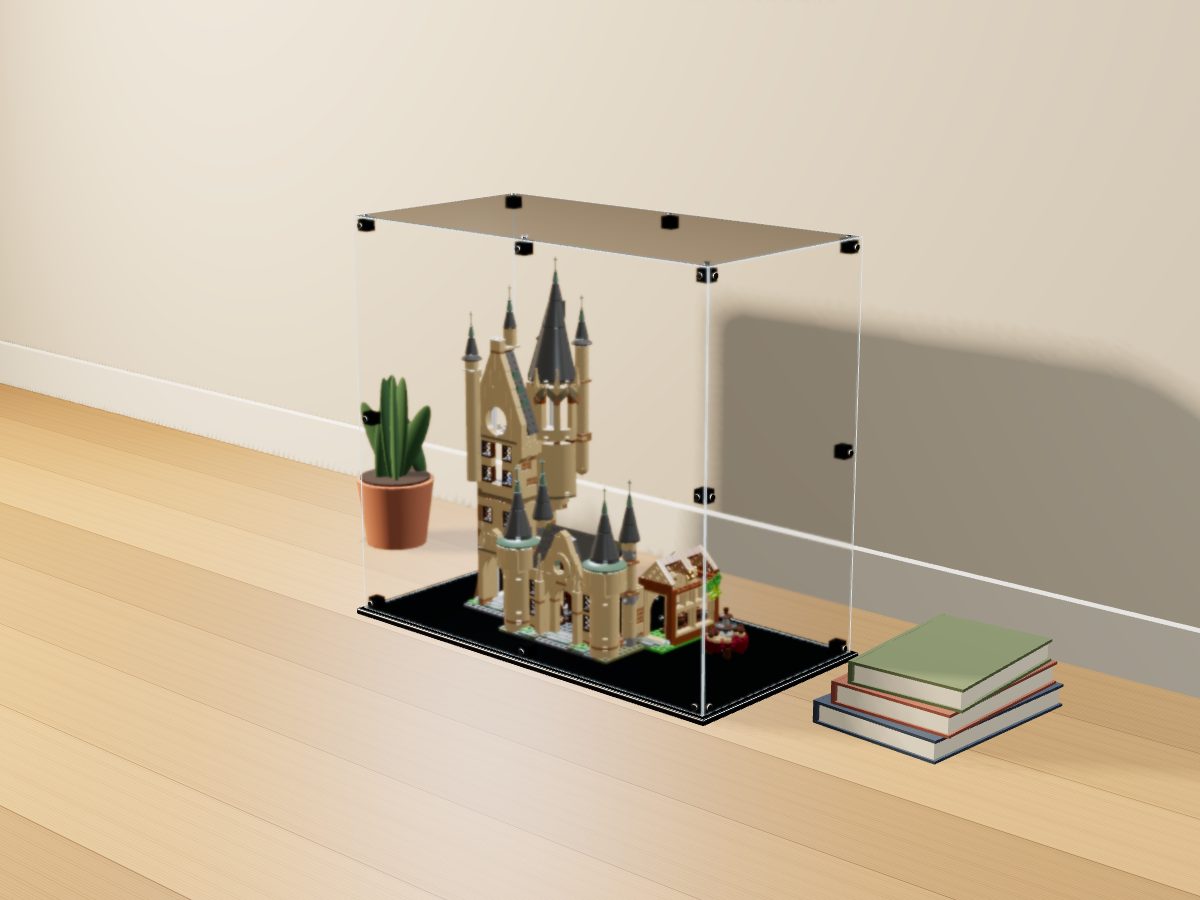 LEGO® Harry Potter: Hogwarts Astronomy Tower (75969) ile Uyumlu Sergileme Vitrini — evde, set içindeyken; set modeli Stefan Frenz (LDraw OMR, CC BY 2.0), temsili görselleştirme, set dahil değildir